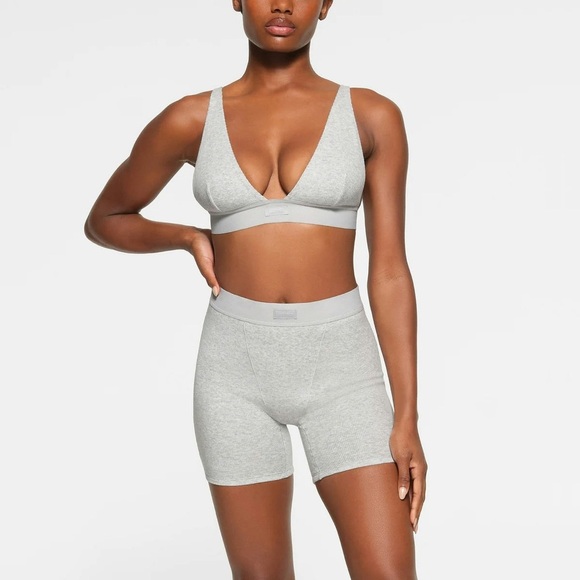 SKIMS Other - NWT SKIMS COTTON RIB BOXER Light Heather Grey Size Medium